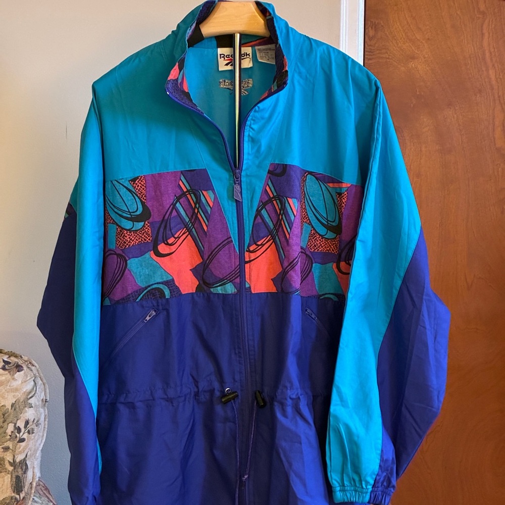 Reebok Blue and Purple Windbreaker Jacket